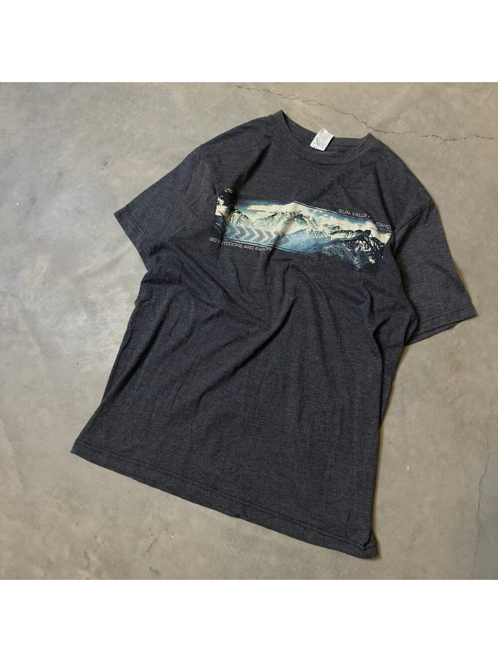 Optima Sun Valley Idaho Mountain Graphic Tee M Gray